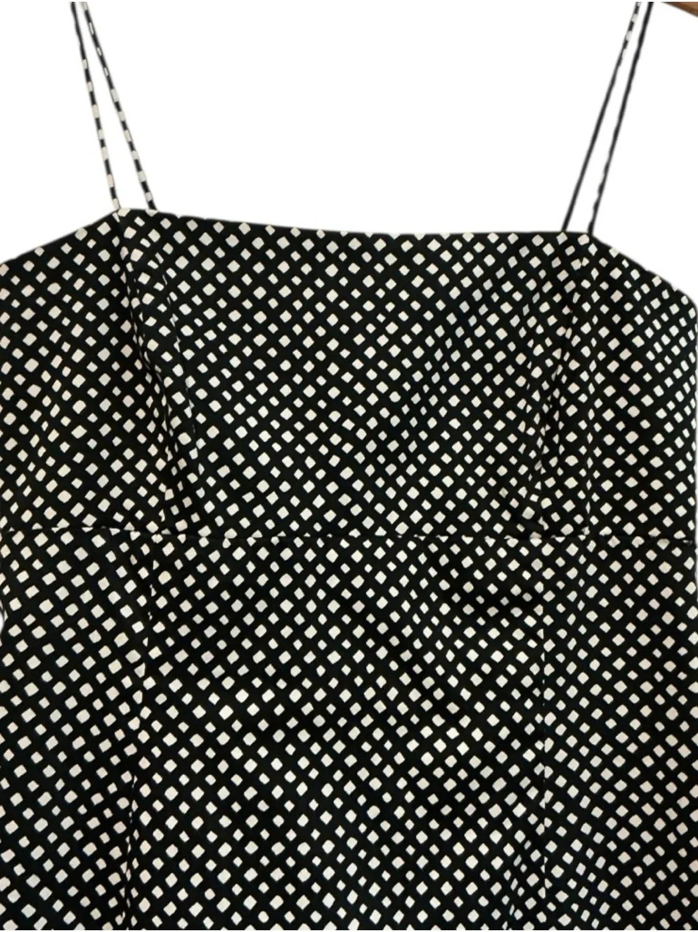 Black & White Polka Dot A-Line Dress Spaghetti Strap Knee Length Size Small - Picture 4 of 8